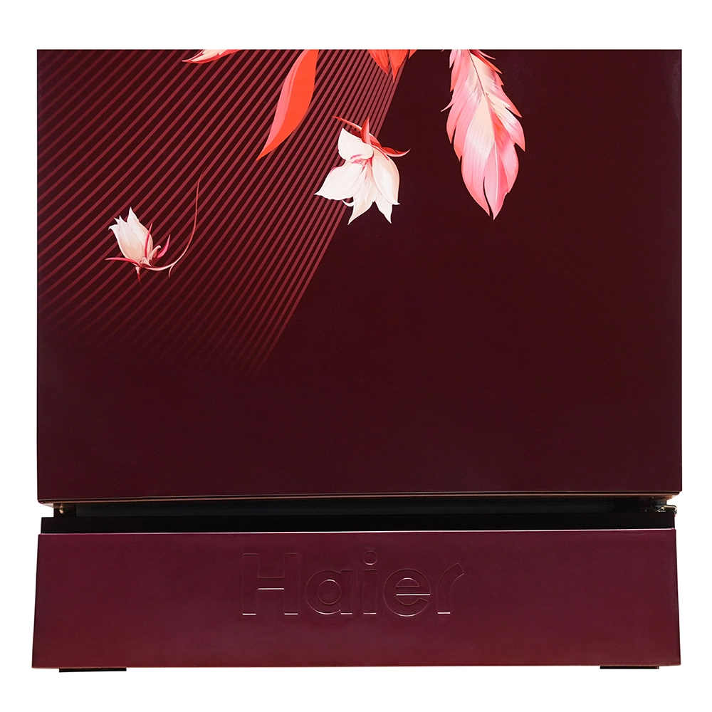 Haier 215L 5 Star Inverter Technology Direct Cool Single Door Refrigerator with Toughened Glass Shelf Base Drawer come sin stylish red opal Finish HRD-2355PRO-P